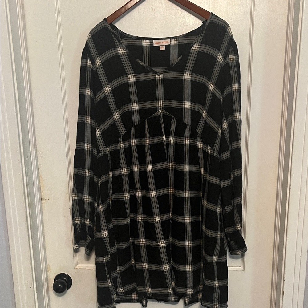 Knox Rose Black and White Plaid Midi Dress